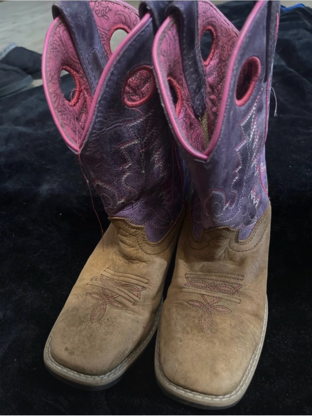 Kids Two-Tone Brown and Pink Western Cowboy Boots